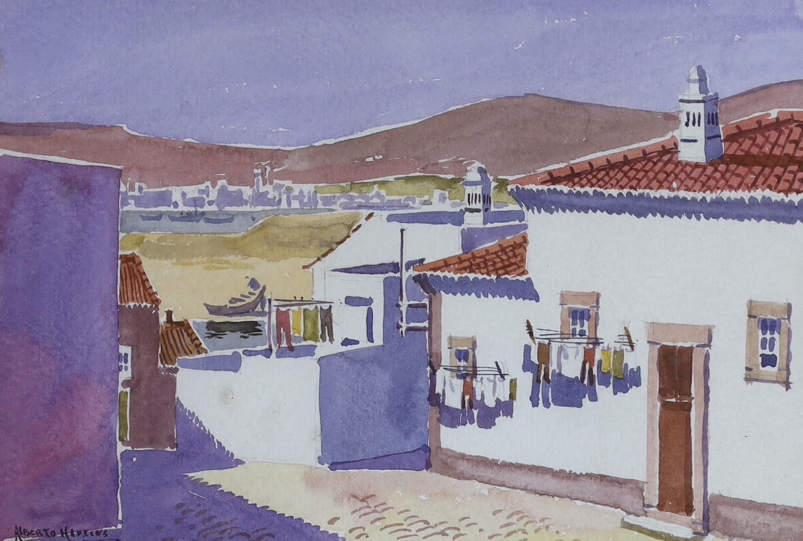 P A Eatwell, oil on board, Continental street scene, signed and dated, together with a similar watercolour, indistinctly signed, largest 50 x 38cm